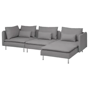 IKEA SÖDERHAMN СЕДЕРХАМН, 4-місний диван із кушеткою, Тонеруд сірий 794.521.12 фото
