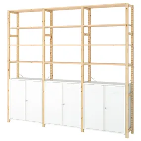 IKEA IVAR ІВАР, 3 секції / шафа / полиці, сосна / білий, 259x30x226 см 094.039.45 фото