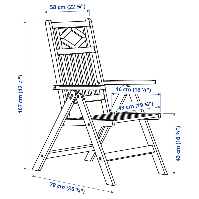 IKEA BONDHOLMEN БОНДХОЛЬМЕН, крісло з відкидною спинкою, вуличне, білий/бежевий 805.581.79 фото №7