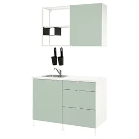 IKEA ENHET ЕНХЕТ, кухня, білий/блідо-сіро-зелений, 123x63.5x222 см 494.991.92 фото