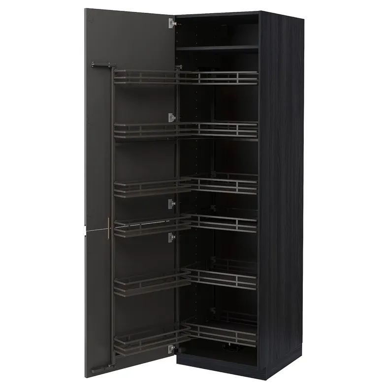 IKEA METOD МЕТОД, высокий шкаф с выдвижным модулем, черный / Воксторп темно-серый, 60x60x200 см 794.721.29 фото №1