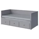 IKEA HEMNES ХЕМНЭС, кушетка с 2 матрасами/3ящиками, серый/Еготнес твердый, 80x200 см 494.281.14 фото thumb №1