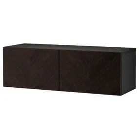 IKEA BESTÅ БЕСТО, комбинация настенных шкафов, Hedeviken черный / коричневый / темно-коричневый, окрашенный шпоном дуба, 120x42x38 см 894.408.35 фото
