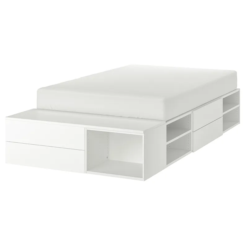 IKEA PLATSA ПЛАТСА, каркас кровати с 4 ящиками, белый / фонны, 142x244x43 см 093.029.13 фото №1