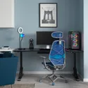 IKEA UPPSPEL УППСПЕЛ / STYRSPEL СТЮРСПЕЛЬ, геймерський стіл та крісло, чорно-синій/світло-сірий, 180x80 см 494.927.32 фото thumb №2