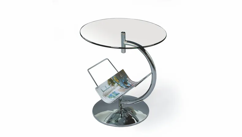 Журнальный стол круглый HALMAR ALMA 45х45 см закаленное стекло, хромированная сталь фото №1