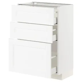 IKEA METOD МЕТОД / MAXIMERA МАКСІМЕРА, підлогова шафа з 3 шухлядами, білий Енкопінг / білий імітація дерева, 60x37 см 994.734.44 фото