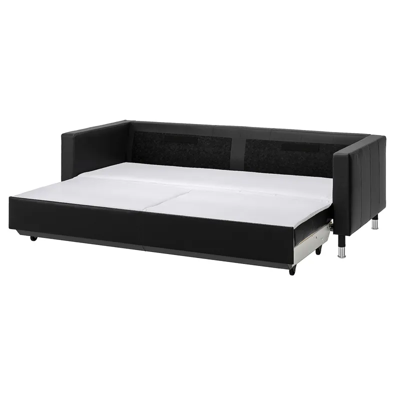 IKEA LANDSKRONA ЛАНДСКРУНА, 3-місний диван-ліжко, ГРАНН / БОМСТАД чорний / металевий 594.898.66 фото №1
