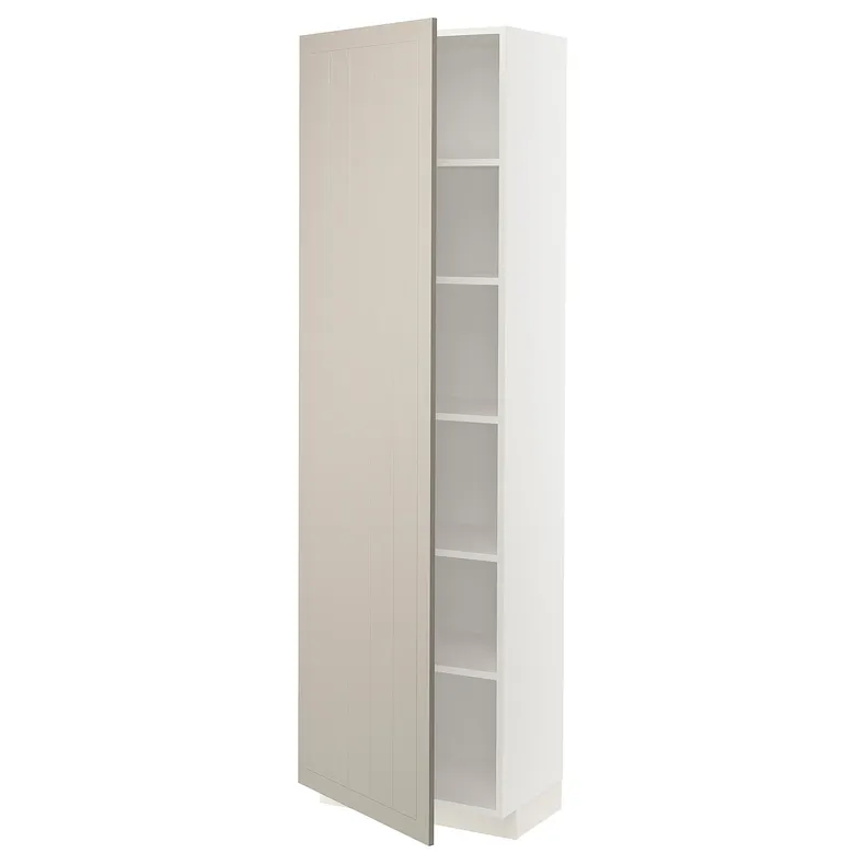 IKEA METOD МЕТОД, высокий шкаф с полками, белый / Стенсунд бежевый, 60x37x200 см 994.613.04 фото №1