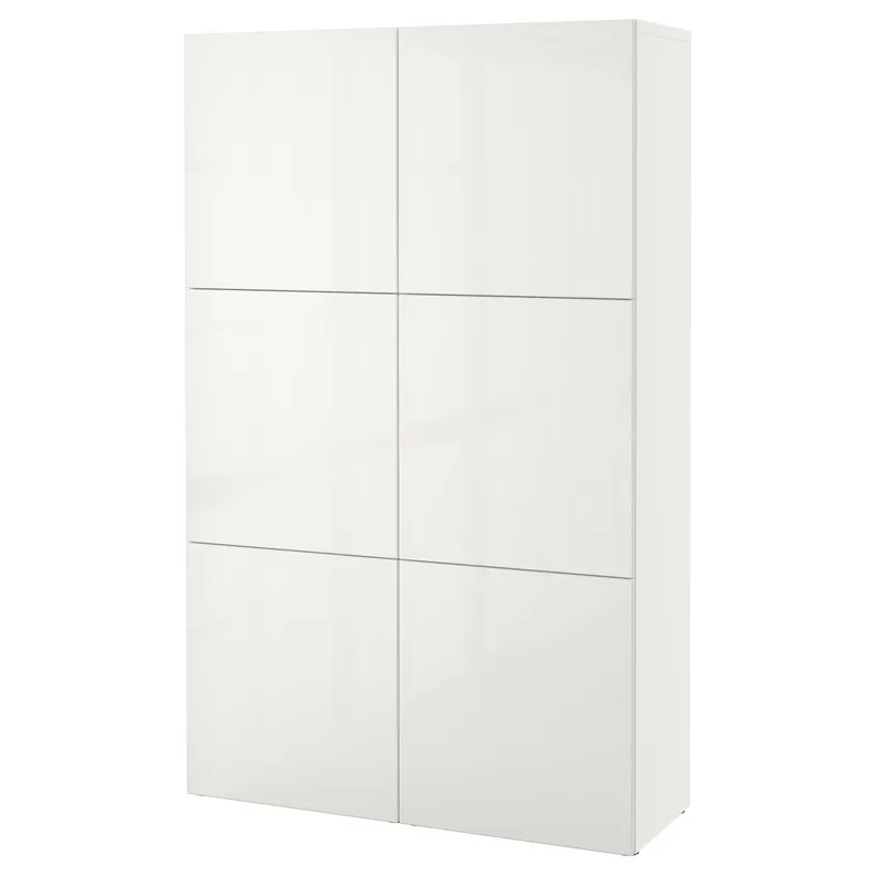 IKEA BESTÅ БЕСТО, комбинация для хранения с дверцами, белый / Сельсвикен глянцевый / белый, 120x42x193 см 190.575.29 фото №1