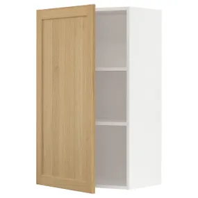 IKEA METOD МЕТОД, навесной шкаф с полками, белый / дуб форсбака, 60x100 см 395.093.42 фото