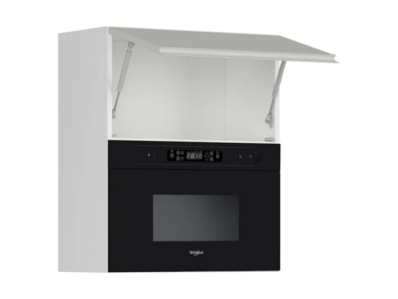 BRW Кухонный верхний шкаф Sole 60 см с микроволновой печью светло-серый глянец, альпийский белый/светло-серый глянец FH_GMO_60/72_O_AMW442-BAL/XRAL7047/CA фото №1