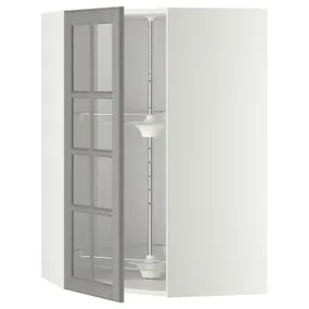 IKEA METOD МЕТОД, углов навесн шкаф с врщ скц / сткл дв, белый / бодбинский серый, 68x100 см 993.949.70 фото