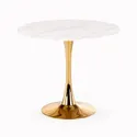Стол обеденный HALMAR CASEMIRO 90x90 см, белый мрамор / золото фото thumb №1