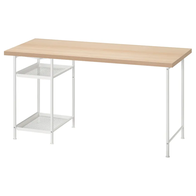 IKEA LAGKAPTEN ЛАГКАПТЕН / SPÄND СПЭНД, письменный стол, Дуб, окрашенный в белый/белый цвет, 140x60 см 495.636.68 фото №1