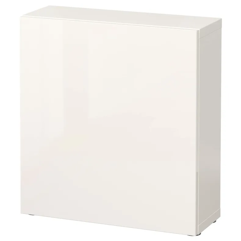 IKEA BESTÅ БЕСТО, секція полиць із дверцятами, білий / СЕЛСВІКЕН глянцевий / білий, 60x22x64 см 290.468.18 фото №1