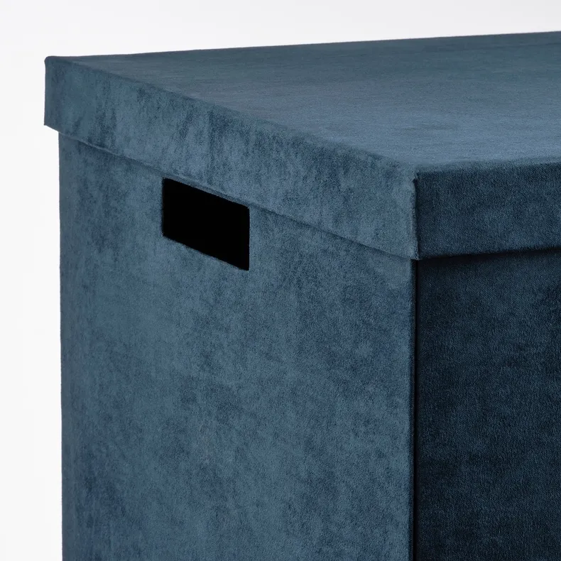 IKEA GJÄTTA ГЭТТА, коробка с крышкой, темно-синий бархат, 32x35x32 см 705.704.31 фото №9