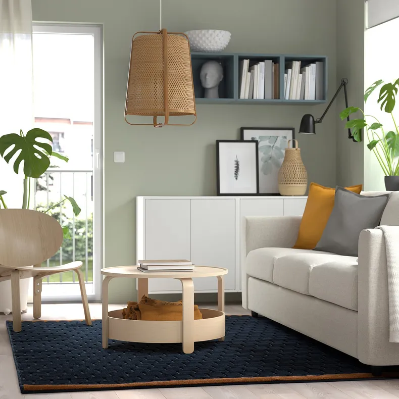 IKEA NÖVLING НЕВЛІНГ, килим, короткий ворс, темно-синій / жовто-коричневий, 170x240 см 205.329.84 фото №2