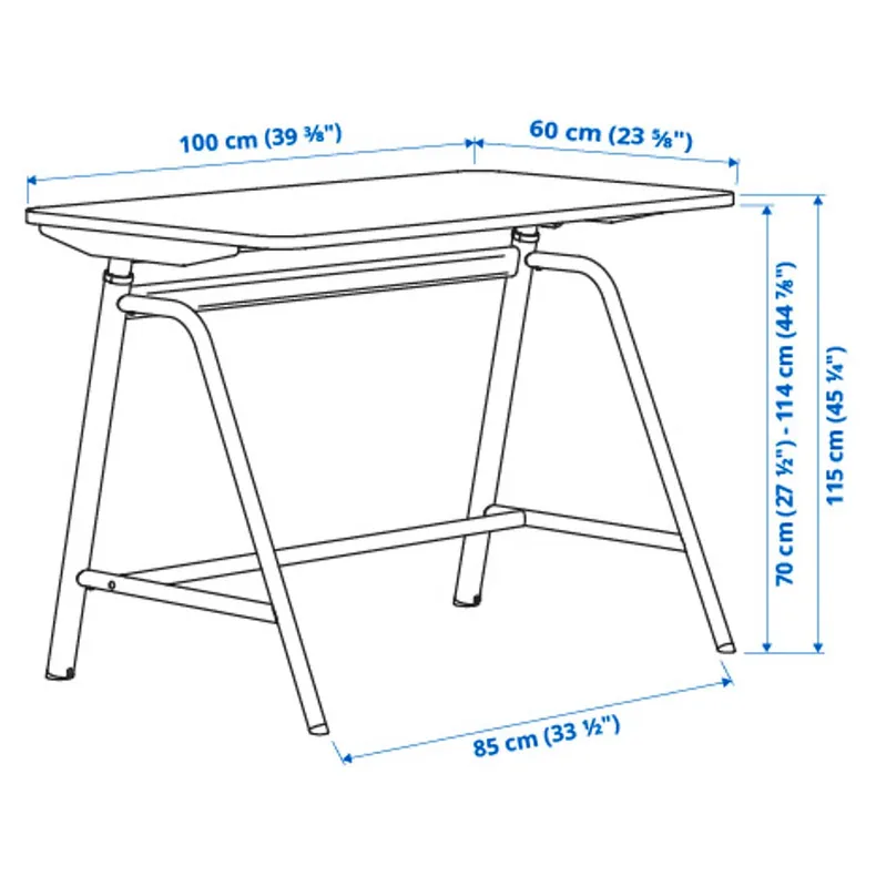 IKEA GLADHÖJDEN ГЛАДХЁЙДЕН, стол-трансформер, светло-серый / антрацит, 100x60 см 205.416.10 фото №5