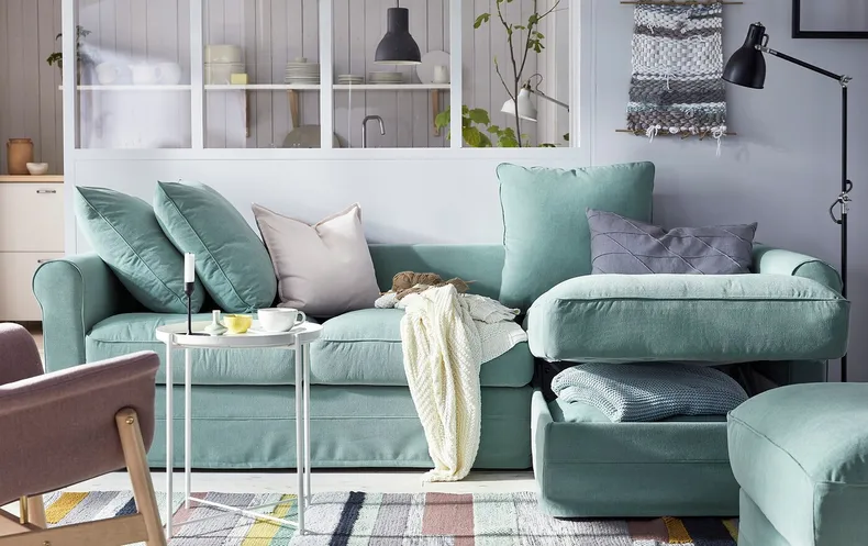 IKEA GRÖNLID ГРЕНЛІД, 3-місний диван із кушеткою, ЛЬЙУНГЕН світло-зелений 294.088.43 фото №6