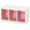 IKEA TROFAST ТРУФАСТ, комбінація для зберіган +контейнери, білий/світло-червоний, 99x44x56 см 794.798.33 фото thumb №1