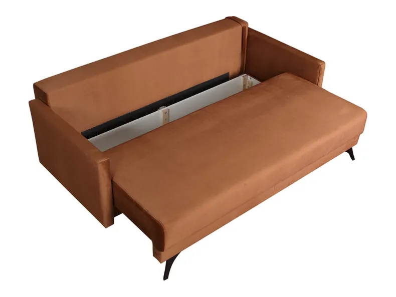 BRW тримісний диван Abril розкладний з ящиком для зберігання велюровий коричневий, Елемент 07 Коричневий / Елемент 06 Бежевий SO3-ABRIL-3DL-G1_BA429D фото №5