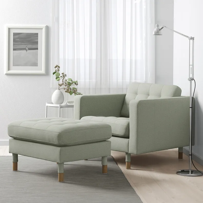 IKEA LANDSKRONA ЛАНДСКРУНА, крісло, Гарматний світло-зелений / дерев'яний 892.697.21 фото №2