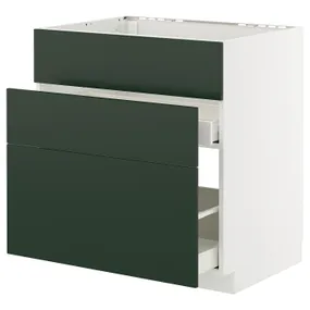 IKEA METOD МЕТОД / MAXIMERA МАКСИМЕРА, шкаф под мойку+3фасада/2ящика, белый/Гавсторп темно-зеленый, 80x60 см 395.572.67 фото