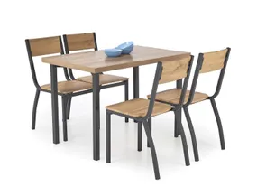 Столовий комплект HALMAR MILTON стіл + 4 стільці, натуральний / чорний фото