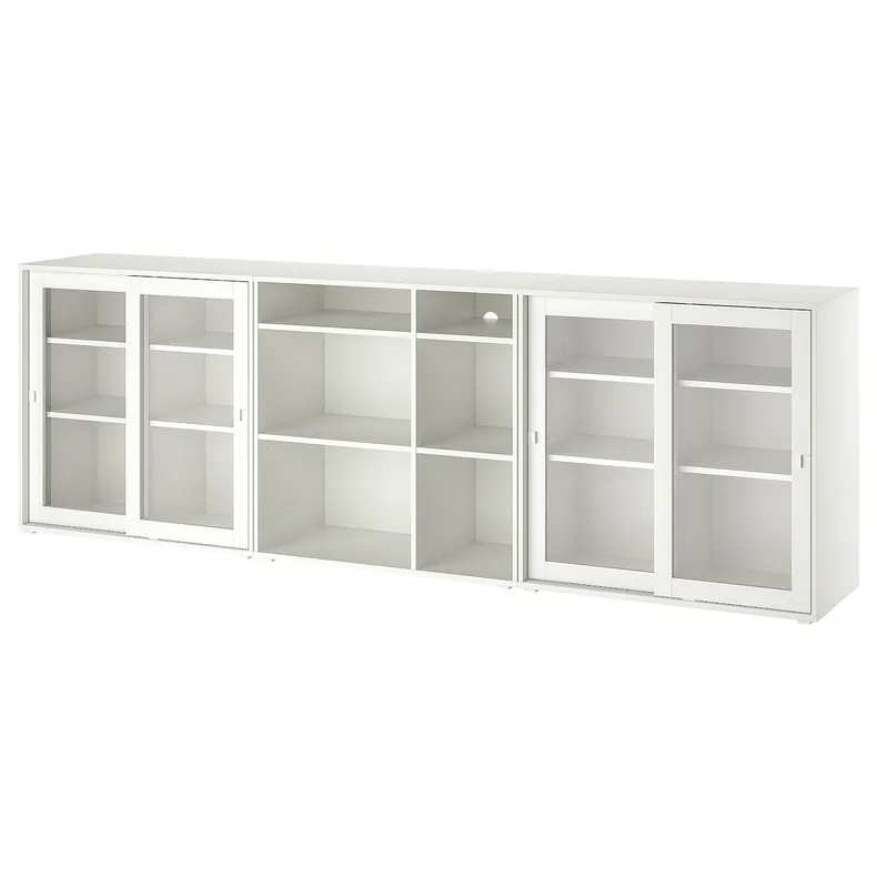 IKEA VIHALS ВИХАЛС, комбинация д / хранения+стекл дверц, белое / прозрачное стекло, 285x37x90 см 595.212.15 фото №1
