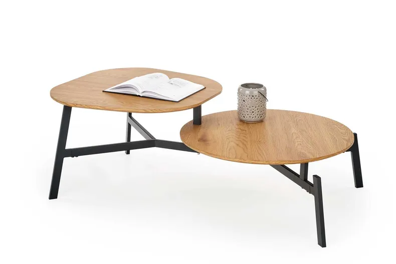 Журнальний столик HALMAR ZIGGY 120x65 см стільниця : дуб золотистий, ніжки : чорні фото №2