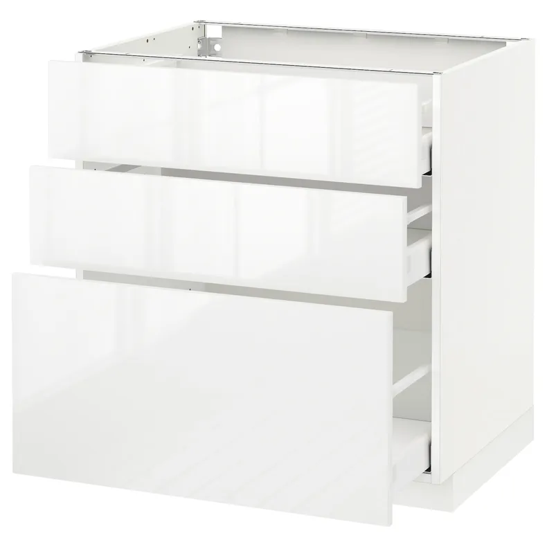 IKEA METOD МЕТОД / MAXIMERA МАКСИМЕРА, напольный шкаф с 3 ящиками, белый / Рингхульт белый, 80x60 см 390.497.03 фото №1