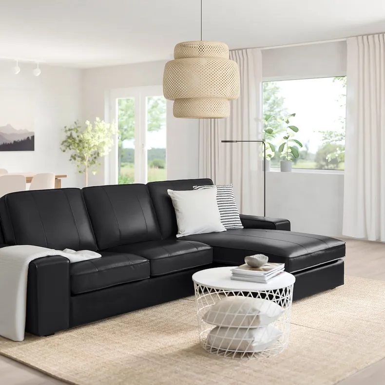 IKEA KIVIK КИВИК, 3-местный диван, с шезлонгом / Гранн / Бомстад черный 894.431.84 фото №2