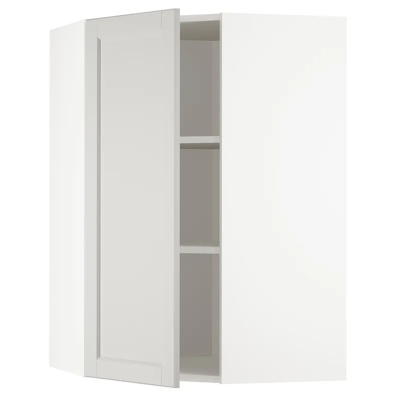 IKEA METOD МЕТОД, кутова навісна шафа з полицями, білий / світло-сірий Lerhyttan, 68x100 см 492.741.78 фото №1
