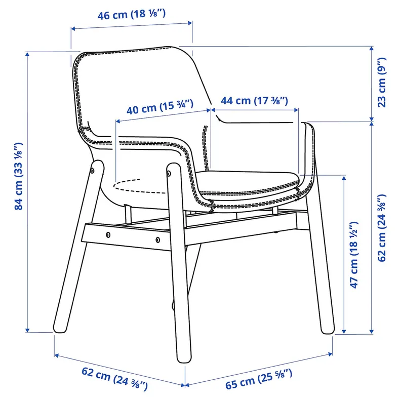 IKEA VEDBO ВЕДБУ, стілець із підлокітниками, береза / Gunnared середньо-сірий 104.180.12 фото №5