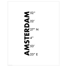IKEA BILD БІЛЬД, постер, координати, Амстердам, 40x50 см 405.816.43 фото