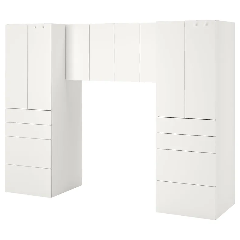 IKEA SMÅSTAD СМОСТАД / PLATSA ПЛАТСА, шафа, білий / білий, 240x57x181 см 194.288.51 фото №1