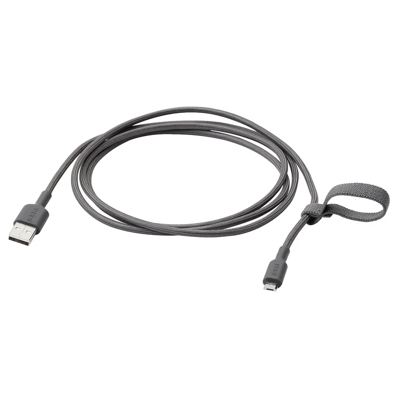 IKEA LILLHULT ліЛЛЬХУЛЬТ, кабель USB-A–USB-micro, темно-сірий, 1.5 м фото №1