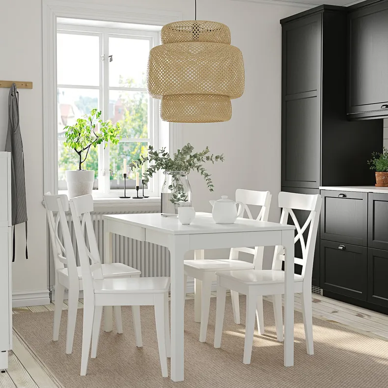 IKEA EKEDALEN ЕКЕДАЛЕН / INGOLF ІНГОЛЬФ, стіл+4 стільці, білий / білий, 80 / 120 см 694.829.68 фото №2