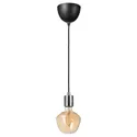 IKEA SKAFTET СКАФТЕТ / MOLNART МОЛНАРТ, подвесной светильник с лампочкой, Никелированная форма колокола / бронзовое прозрачное стекло 894.912.88 фото thumb №1