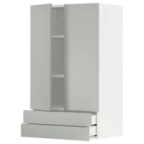 IKEA METOD МЕТОД / MAXIMERA МАКСІМЕРА, навісна шафа, 2 дверцят / 2 шухляди, білий / Хавсторп світло-сірий, 60x100 см 895.385.92 фото
