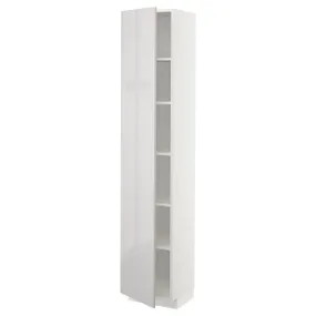 IKEA METOD МЕТОД, висока шафа із полицями, білий / Ringhult світло-сірий, 40x37x200 см 594.673.60 фото