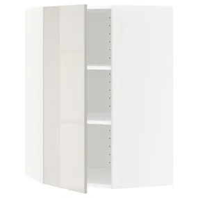 IKEA METOD МЕТОД, кутова навісна шафа з полицями, білий / Ringhult світло-сірий, 68x100 см 891.422.42 фото