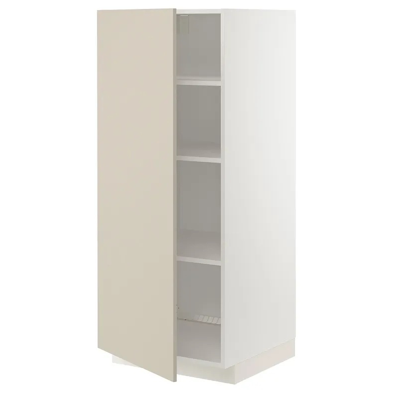 IKEA METOD МЕТОД, высокий шкаф с полками, белый / гавсторпский бежевый, 60x60x140 см 294.676.58 фото №1