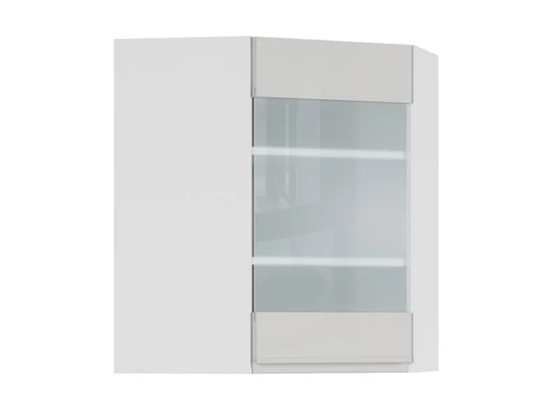 BRW Кутова кухонна шафа 60 см одинарна з вітриною права світло-сірий глянець, альпійський білий/світло-сірий глянець FH_GNWU_60/72_PV-BAL/XRAL7047 фото №2