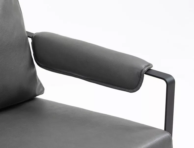 Кресло мягкое с металлическим каркасом SIGNAL FOCUS Buffalo, экокожа: серый фото №7