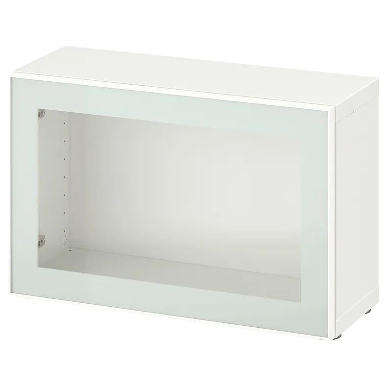 IKEA BESTÅ БЕСТО, секція полиць зі скляними дверцятам, білий ГЛАССВІК / білий / світло-зелений прозоре скло, 60x22x38 см 294.890.85 фото №1
