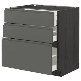 IKEA METOD МЕТОД / MAXIMERA МАКСИМЕРА, напольный шкаф с 3 ящиками, черный / Воксторп темно-серый, 80x60 см 893.110.13 фото
