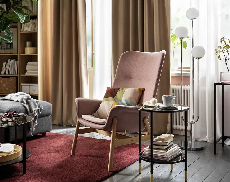 IKEA VEDBO ВЕДБУ, крісло із високою спинкою, Гарматний світло-рожевий 505.522.25 фото №2