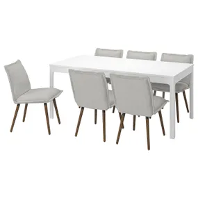 IKEA EKEDALEN ЕКЕДАЛЕН / KLINTEN КЛІНТЕН, стіл+6 стільців, білий / Кіланда світло-бежевий, 180/240 см 095.059.01 фото